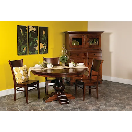 5 pc. 60" Round Pedestal Table and Side Chairs Set